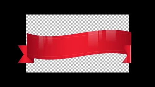 Animated Christmas Red Ribbon Banner with Holly Berries