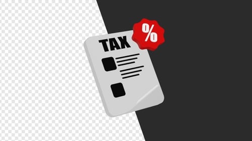 Tax paper with animation on a alpha channel