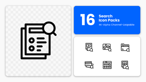 Search Tools Animated Icons – Filters, Explore, Magnifier (Loopable Line Style)