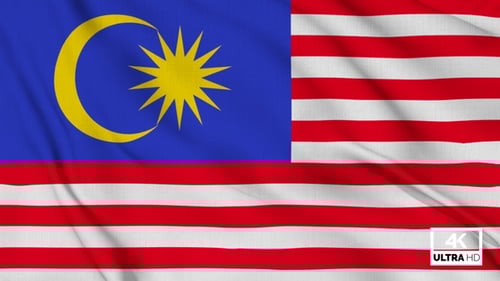 Realistic Malaysia Flag Waving Animation Loop