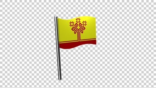 Animated Waving Flag with Symbolic Tree Design