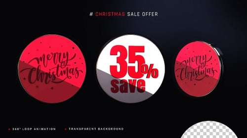 Modern Rotating Christmas and Discount Sale Badges Animation