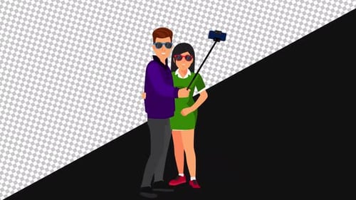 Pareja feliz en 2D disfrutando | Canal Alpha