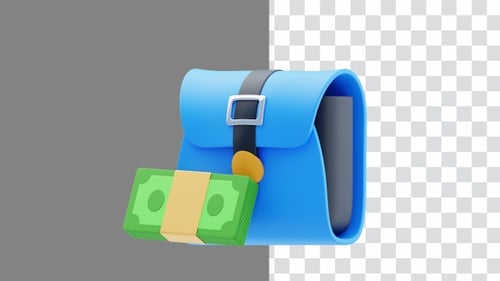 3D Animation of Briefcase Filled with Stacks of Cash | Alpha Channel