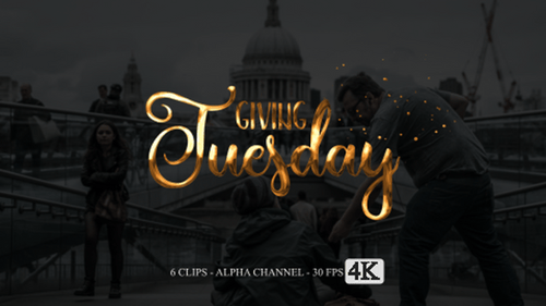 Giving Tuesday Metallic Text Reveal with Animated Particles