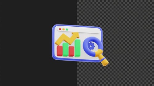 3D-Marktforschungssymbolanimation transparenter Hintergrund