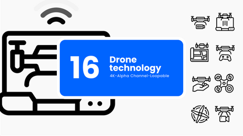 Drone Technology Animated Icons – Futuristic Line Motion Graphics