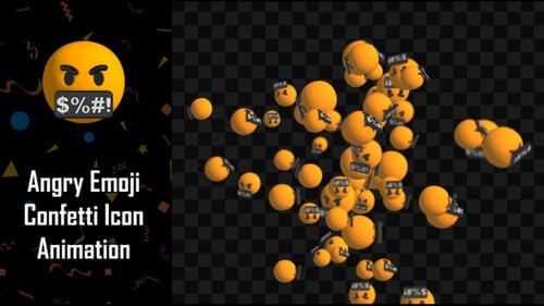 Angry Emoji Confetti Icon Animation
