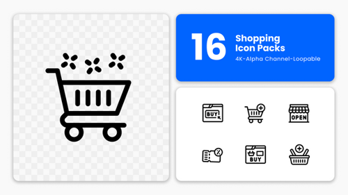 Animated E-commerce Shopping Line Icons Pack