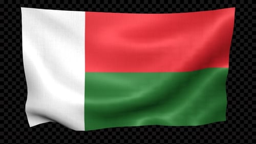 Realistic Waving Flag of Madagascar Animation