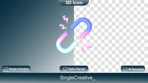 Animated 3D Link Icon Connecting and Disconnecting Loop