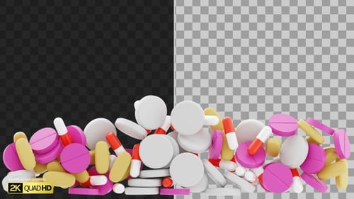 3D Falling Pills | Alpha Channel