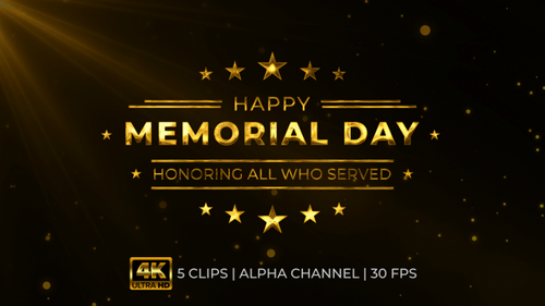 Happy Memorial Day Text Animation