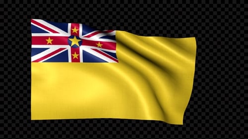 Realistic 3D Niue Flag Waving on Alpha Channel