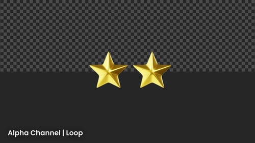 3D 2 Gold Stars Animation | Alpha Loop