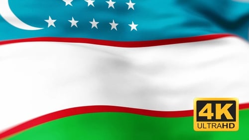 Realistic Waving Flag of Uzbekistan Animation