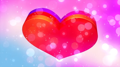 Colorful Heart And Blurred Particle Bokeh Background Loop V3