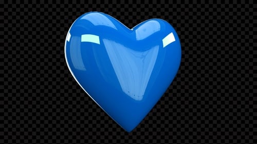 Animated 3D Blue Glossy Spinning Heart Loop