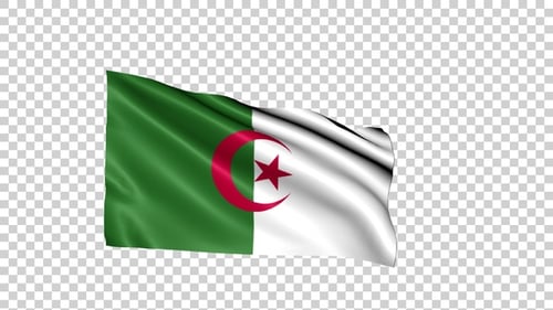 Waving Flag of Algeria with Realistic Fabric Motion