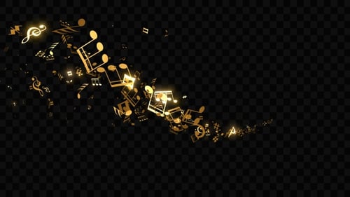 Elegant Golden Music Notes Swirling Motion Loop