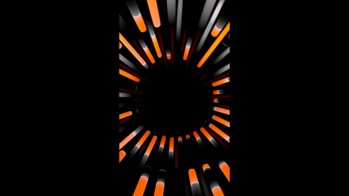 Vertical video orange and black moving stripes tunnel loop animation