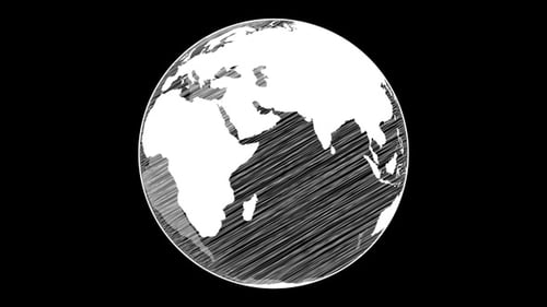 Rotating Earth Globe in Hand-Drawn Sketch Style Animation