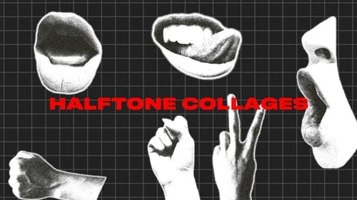 Pack Of 6 Halftone Collage Animations On Alpha