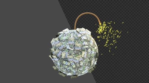 3D Animation of Money Explosion | Alpha Channel