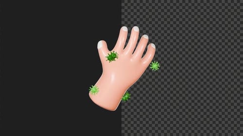 3D Cute Stylized Hand Disease Animation | 4K | Transparent Alpha Channel | 6s