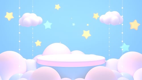 Dreamy Pastel Clouds and Stars Display Stage Animation