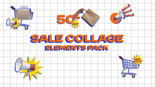 Modern Animated Shopping Sale Collage Elements for Promotions