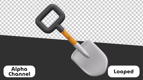 3D Shovel Tool Animation Loop | Alpha Channel