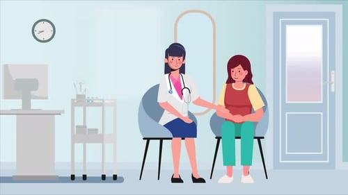 Female Doctor Talking with Patients - Hospital Scene - Therapist - Cartoon Animations