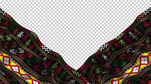 Waving Fabric Reveal with Colorful Traditional Patterns