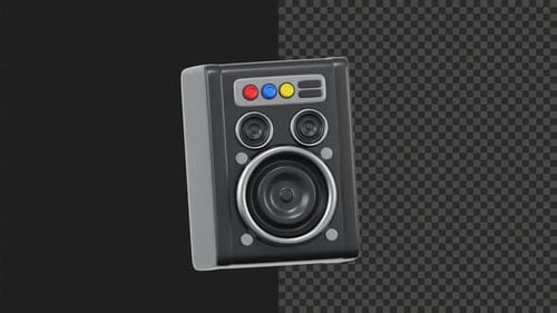 3D Animated Speaker Icon Pulsating with Sound Waves