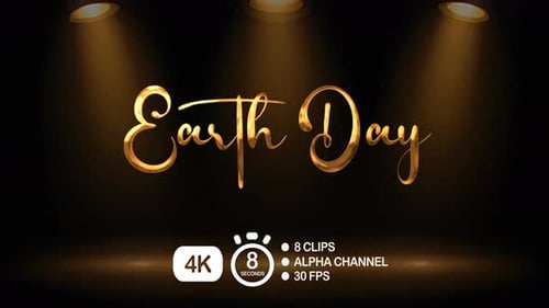 Golden Particles Earth Day Script Text Reveal