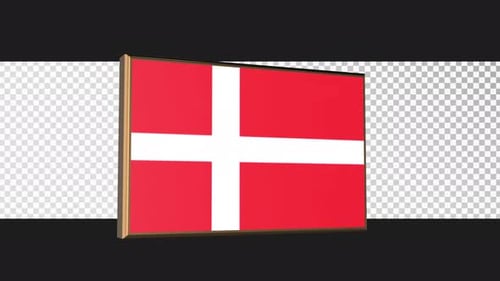 3D Rotating Danish Flag Loop Animation