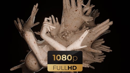 Abstract Surreal Cluster of Textured Hands and Arms Rotation