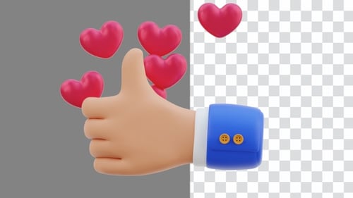 3D Animation of Like Increase User Interaction | Alpha Channel