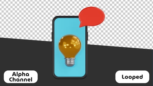 3D Animated Smartphone with Idea Lightbulb and Speech Bubble