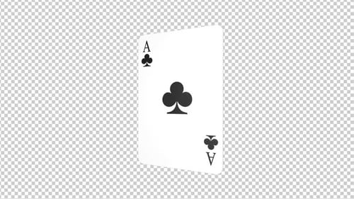 Pack d'animations rotatives de cartes de poker Ace of Club, sur Alpha Channel, Loop