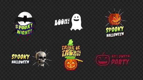 Animated Halloween Stickers Pack with Spooky Text