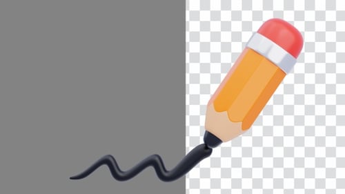 3D Animation of Content Creation Writing Tools | Alpha Channel