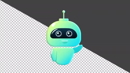 Animated Cute 3D Robot Waving Hello Character