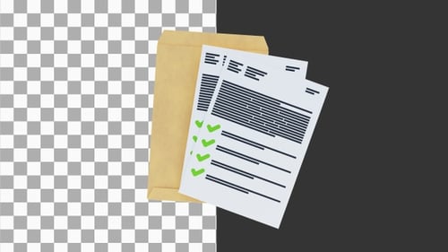 3D Animation of Envelope with Business Document | Alpha Channel