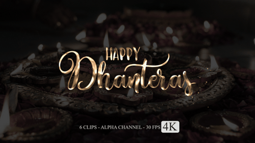 Happy Dhanteras Metallic Script Text Reveal Animation