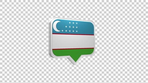 Uzbekistan Flag 3D Chat Bubble Icon Animation