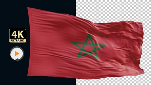 Realistic Waving Flag of Morocco 3D Animation