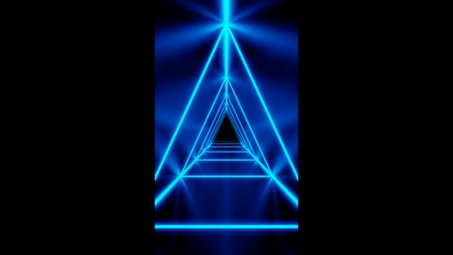 Fond Vidéo animation de boucle de tunnel en néong bleu vertical