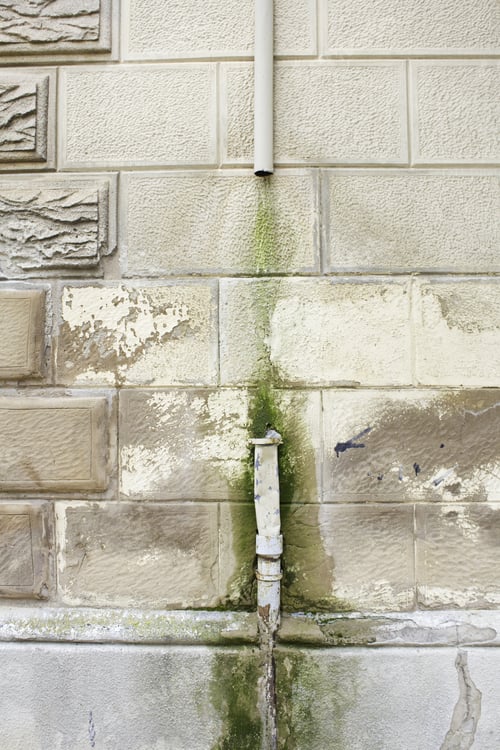 Preview: Pipe Broken And Deteriorated Exterior Of Building, Construction And Architecture